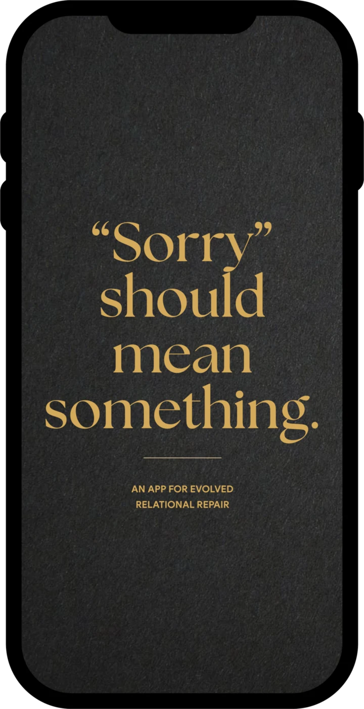 An iPOLOGIE phone screen that reads: “Sorry” should mean something.